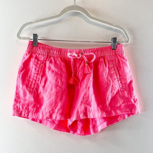 Lilly Pulitzer Pants - Lilly Pulitzer Mid Rise Pull On Linen Chino Shorts Hot Pink Medium